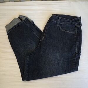 NYDJ Wide Cuff Dark Denim Capri Pants Womens Size 16